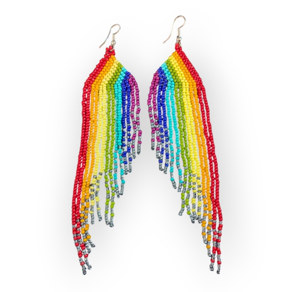 Rainbow Beaded Earrings Pride Handmade